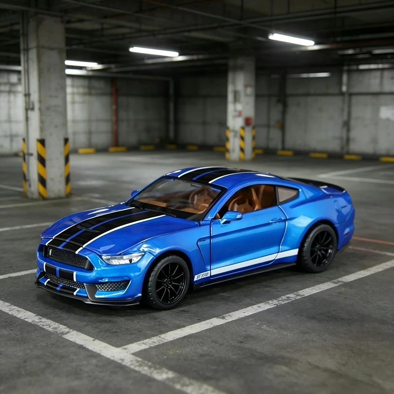 

1: 32 simulation Ford shelby gt350 alloy super sports car model car doors and hood trunk can be opened has sound and lighting