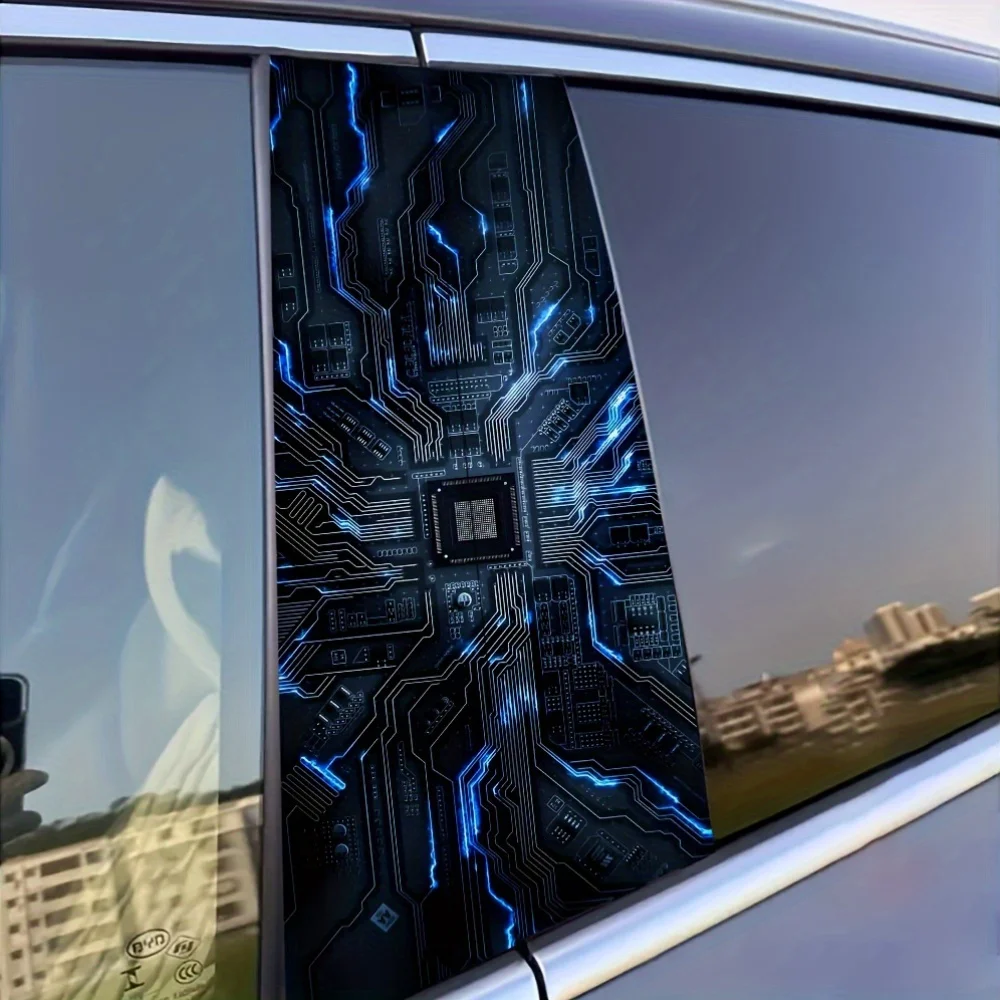 2-piece super chip pattern car sticker --- waterproof and durable protective film, suitable for B-pillar exterior accessories