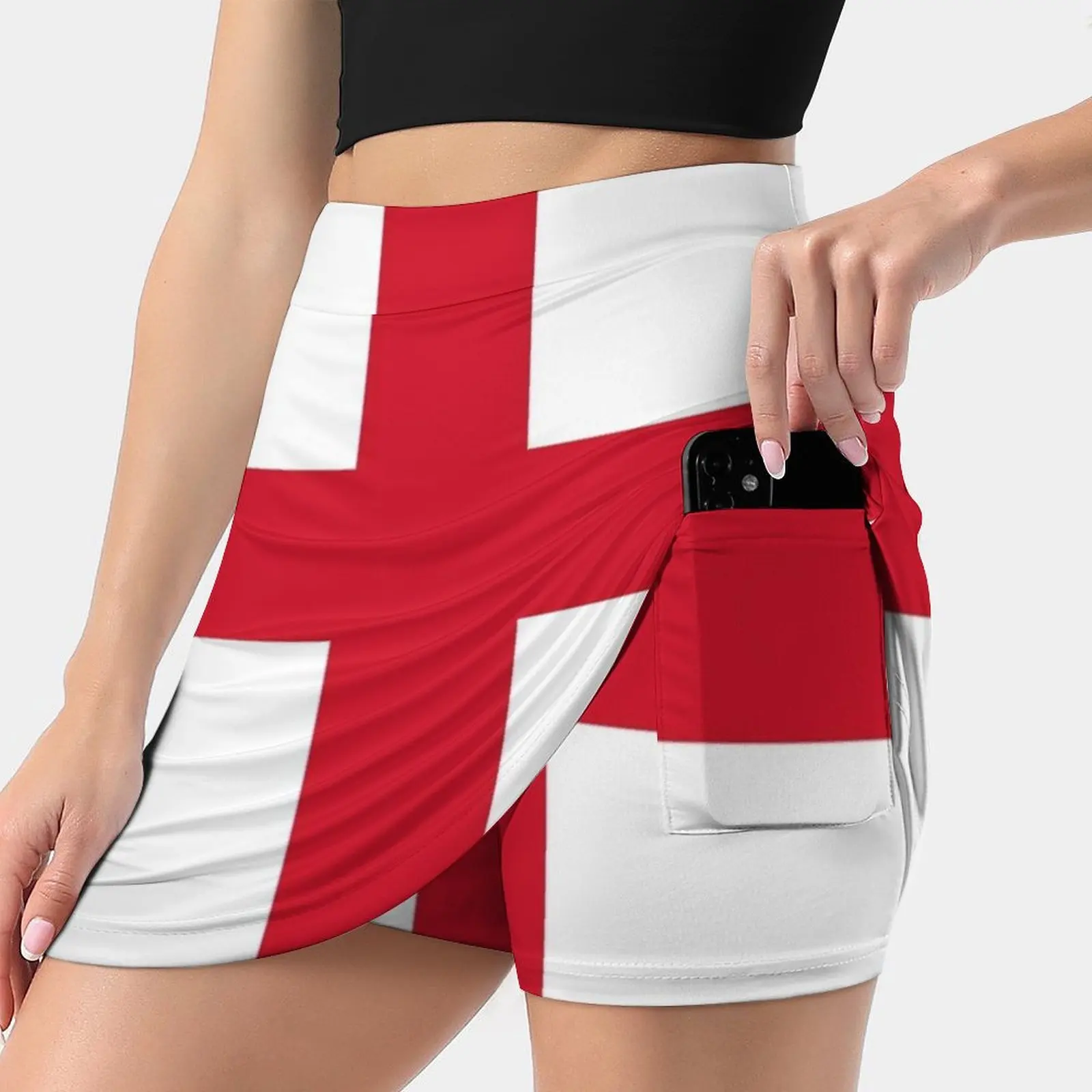 Flag Of England ( St. George'S Cross ) Women's skirt With Hide Pocket Tennis Skirt Golf Skirts Badminton Skirts Running skirts