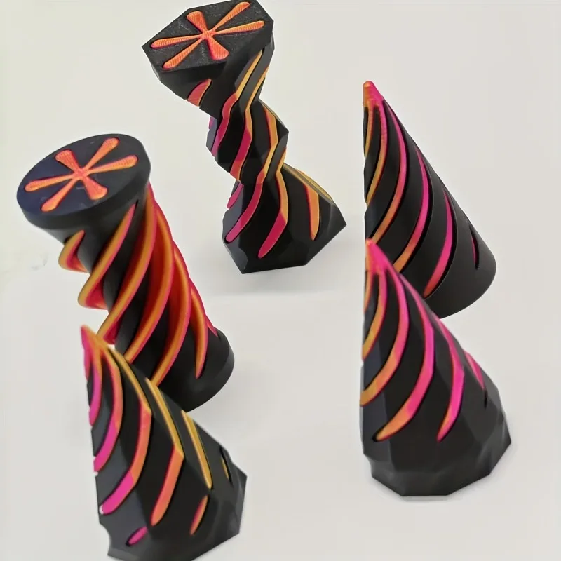 Impossible Cone 3D Printed Spiral Fidget Toy - Mini Cones Pass Through Pyramid, Reduces Stress and Anxiety, 2024 New Design