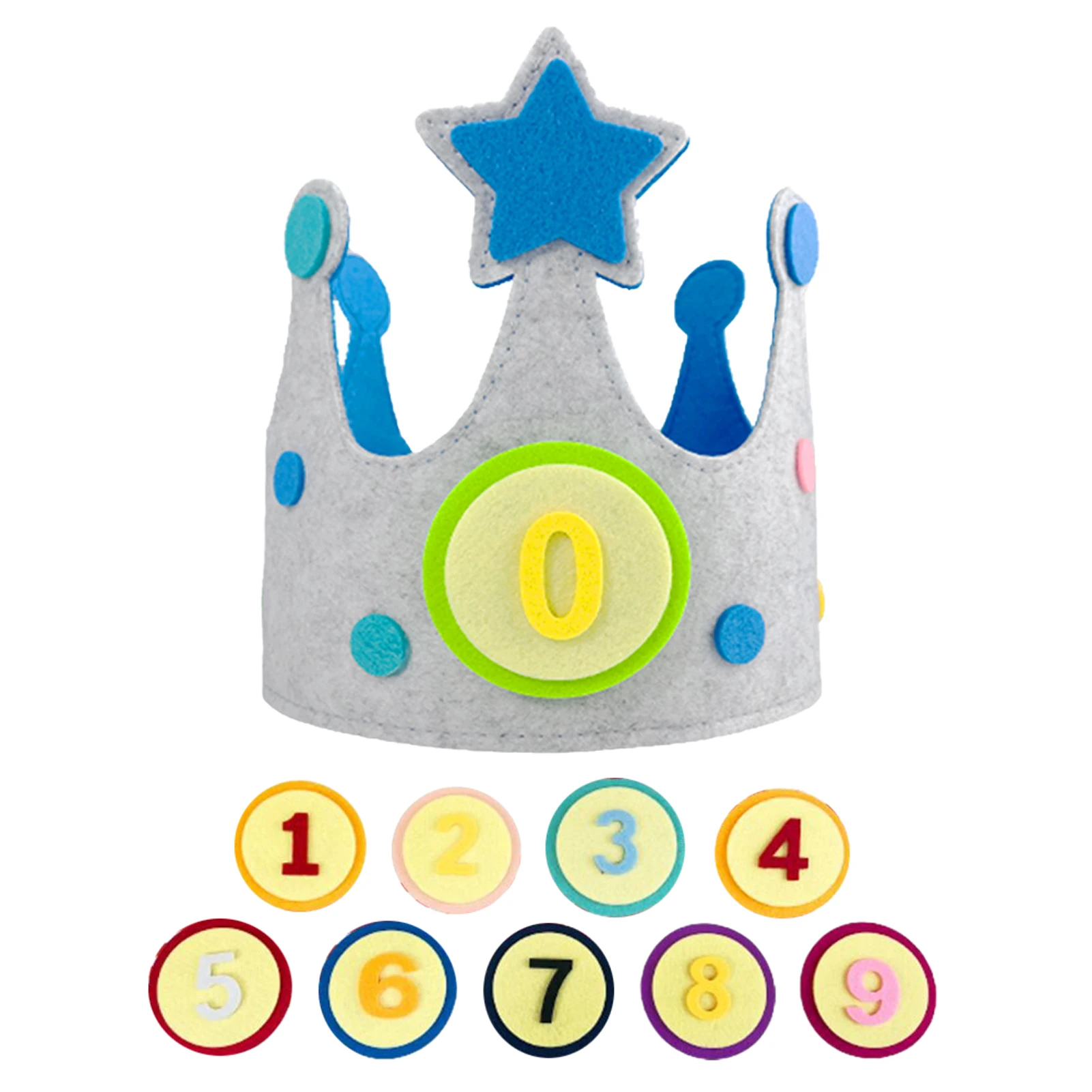 Reusable Birthday Felt Hats Crown for KidsHappy Birthday Hat with Adjustable Baby’s Birthday Party Decorations