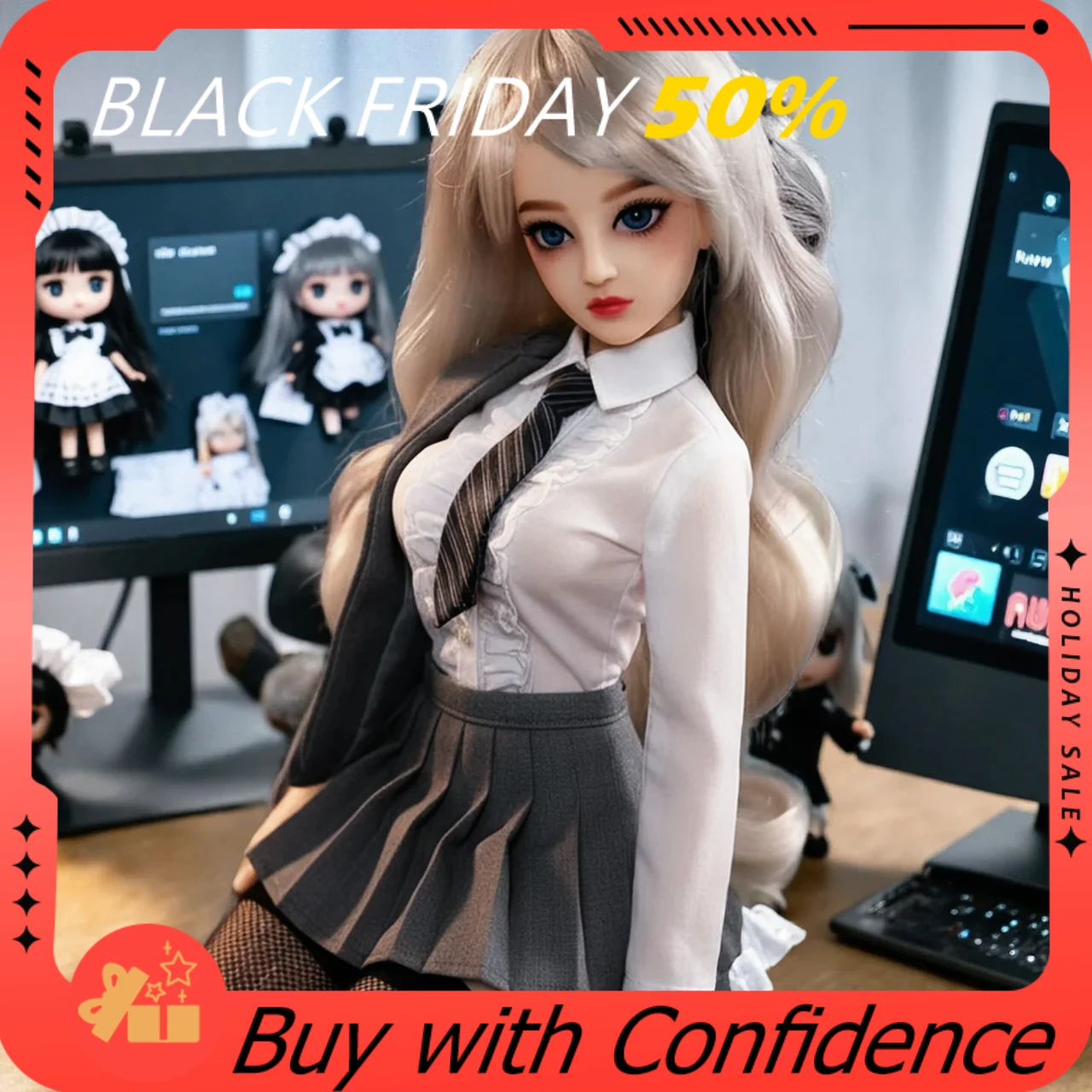 コレクタブルアニメドール、夜間の同伴に最適な可動関節付き、成人男性ドール、着衣なしで挿入可能（服なし）