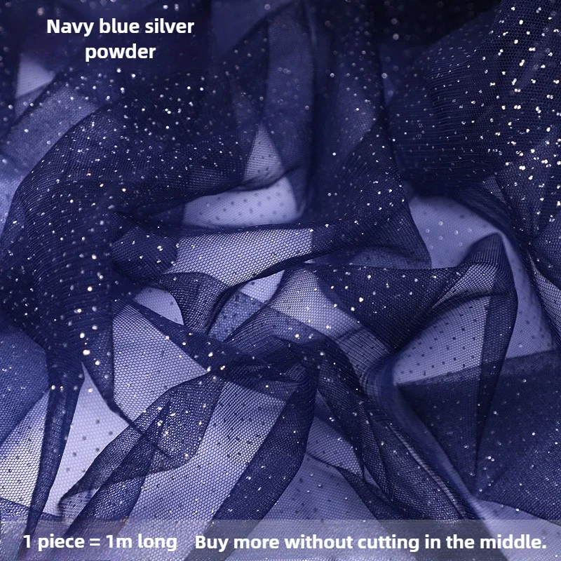 Spray Gold Silver Glitter Tulle Fabric By The Meter Black Encryption Soft for Clothing Wedding Dress DIY Sewing Designer Cloth