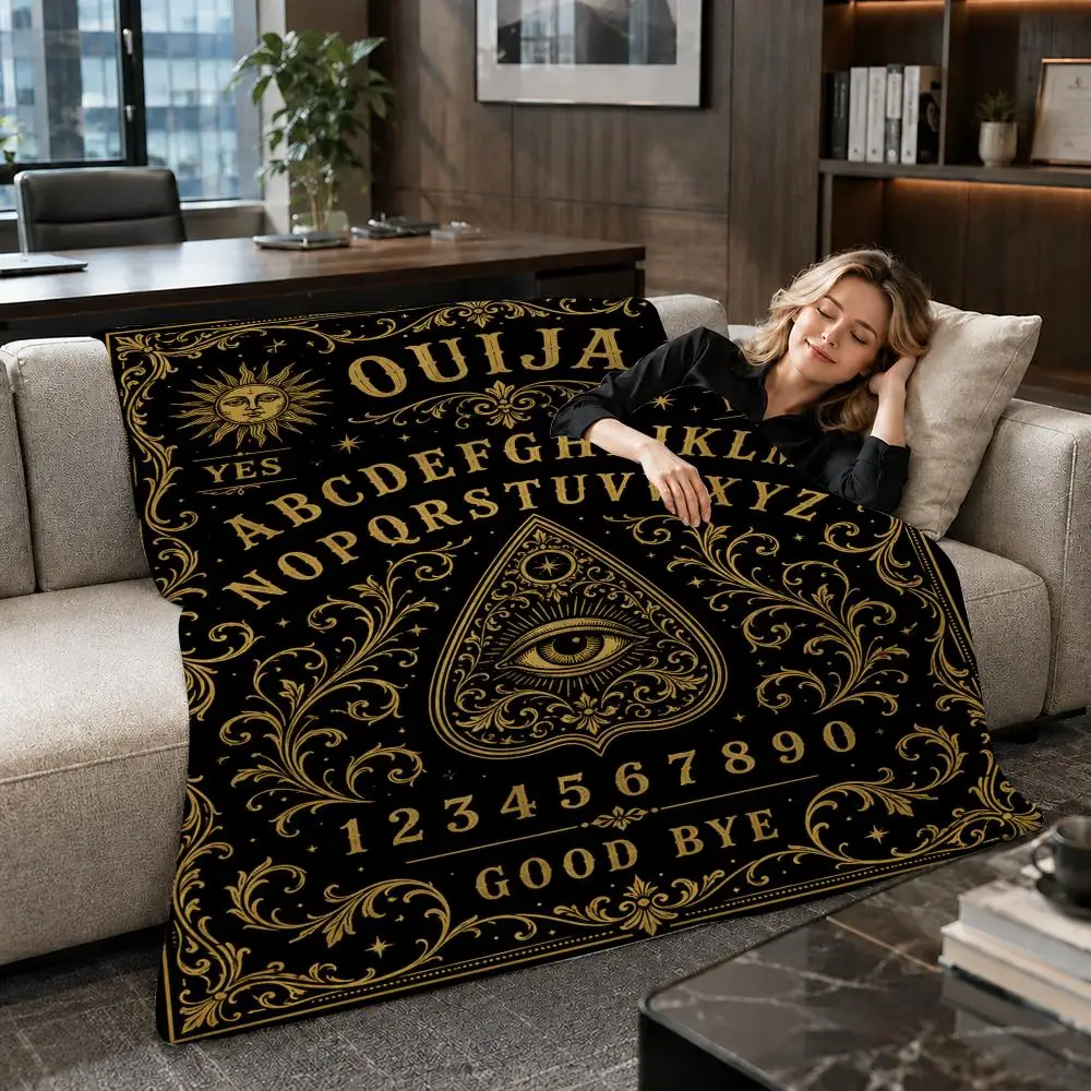 Gothic Mystic Ouija Board Throw Soft Warm Flannel Throw Blanket for Sofa Bed Office Home Holiday Gift All Season