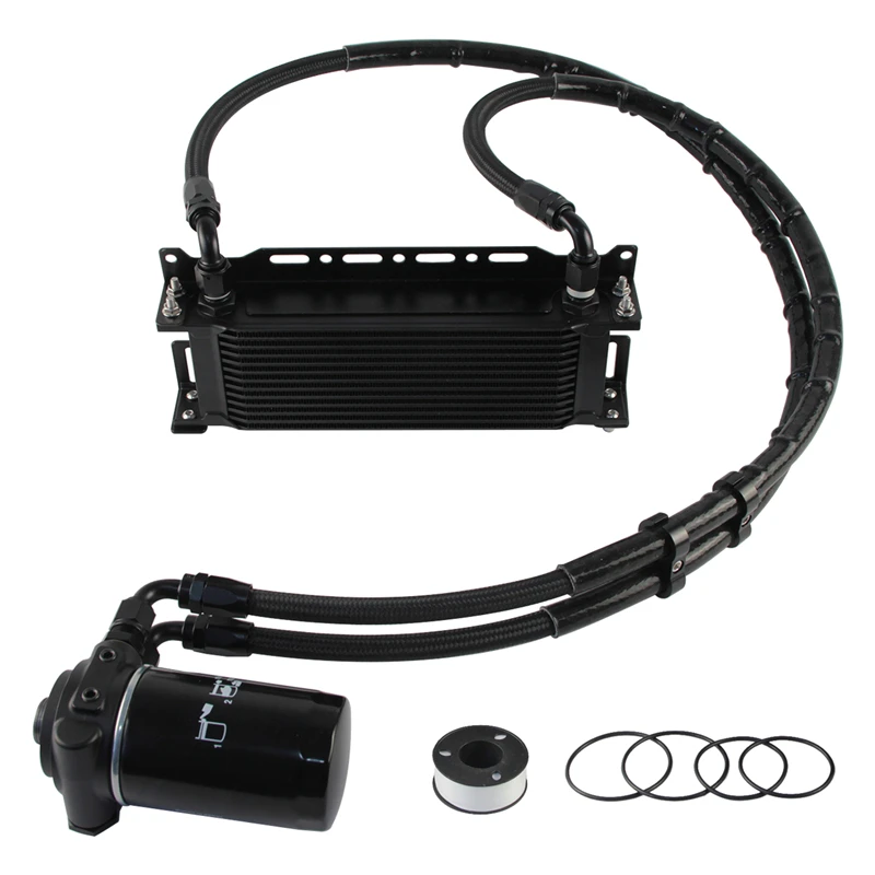 Für VW Golf MK6 GTI Ölkühler 13 Reihen AN8 Kit mit 80–90 Grad Thermostatadapter EA888 Gen2 Motor Aluminium Schwarz