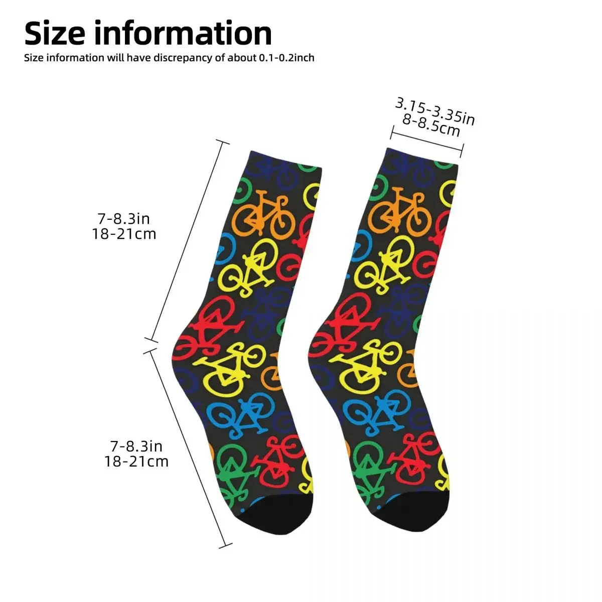 Rainbow Multiple Bikes Crazy Men's Socks Mountains Trails Downhill MTB Unisex Street Style Seamless Printed Crew Sock Boys Gift