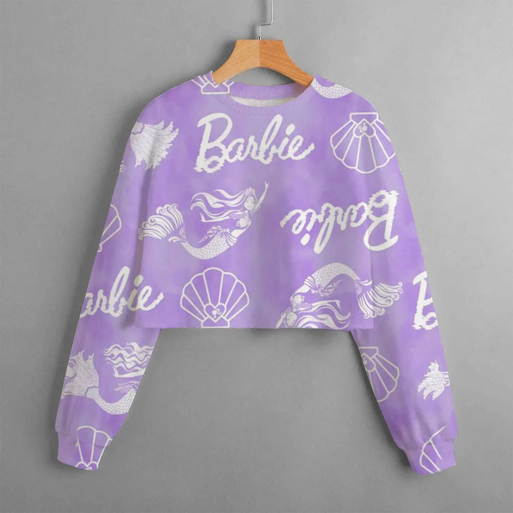 Barbie Princess Printed Dziecięca czerwona bluza dziewczęca z okrągłym dekoltem i długim rękawem Moda Estetyka Harajuku Dziecięca bluza z kapturem