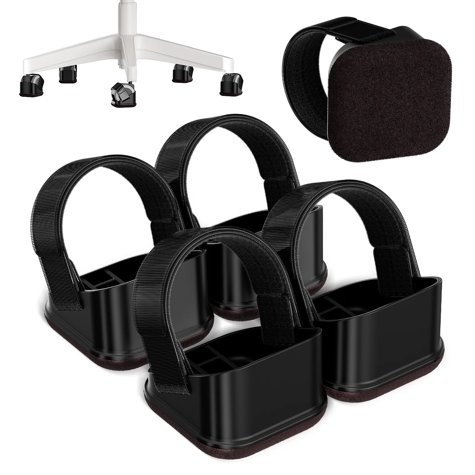 

5PCS Office Chair Wheel Stopper Felt Furniture Caster Pads Plastic Anti-Slip Chair Leg Floor Protectors for Hardwood Floor