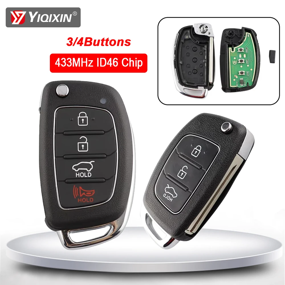 

433Mhz ID46 Chip Remote Car Key For Hyundai Accent Ix35 IX45 IX25 I30 Solaris Tucson I20 l10 Santa Fe Elantra Sonata TOY40 Blade