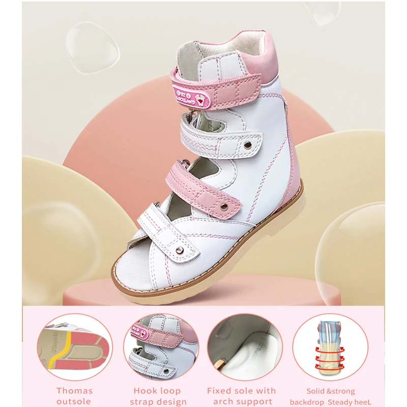 Ortoluckland Children Shoes Nice New Kids Orthopedic Leather Sandals Fancy Corrective Flatfoot Clubfoot Booties For 3To 10 Girls