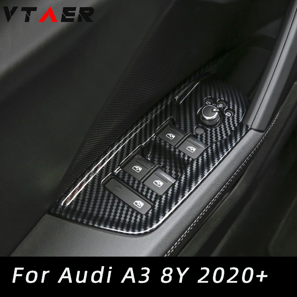 

Only Fit LHD! Car Accessories For Audi A3 8Y 2020 2021 2022 2023 ABS Window Lift Button Decoration Panel Cover 4pcs