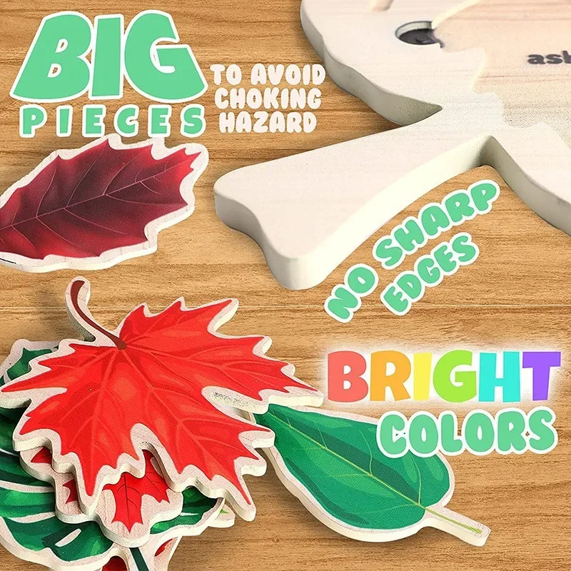 Montessori Leaf จิ๊กซอว์ปริศนาของเล่นไม้กระดานวาดภาพความรู้ความเข้าใจเกมการศึกษาของเล่นสําหรับเด็กการสอน Aids