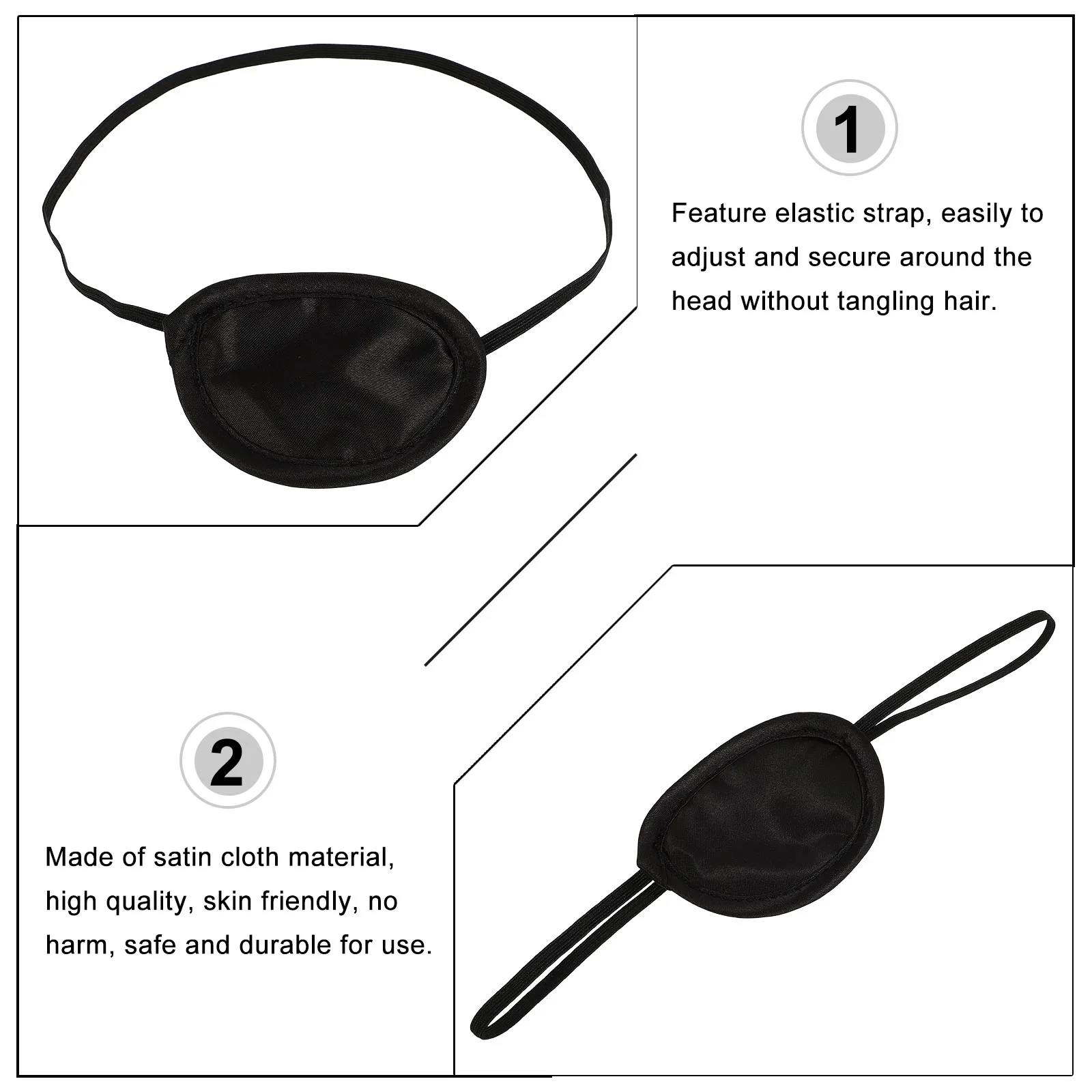 Eye Patches Patch Lazy Kids Pirate Strabismus Single Eyepatch Mask Black Adjustable Glasses Right Amblyopia Left Elastic Either