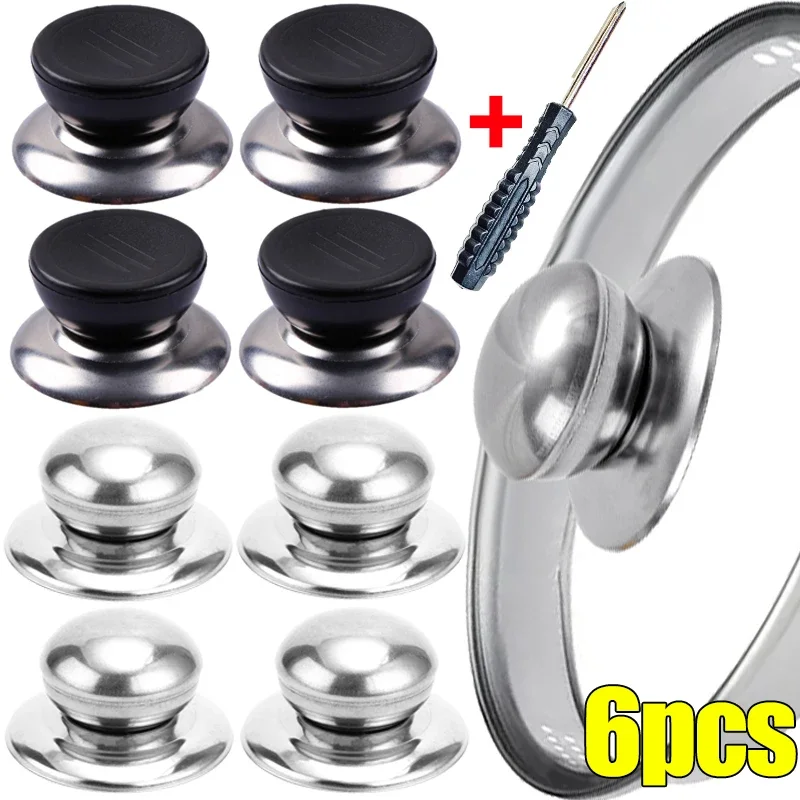 

Stainless Steel Pot Lid Cap Universal Replaceable Pot Lid Handle Glass Pot Lid Knobs with Screwdriver for Cookware Accessories