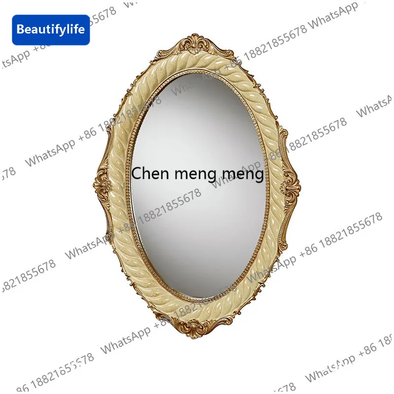 b567 European oval makeup mirror light luxury high-end bedroom dressing mirror wall-mounted decorative mirror