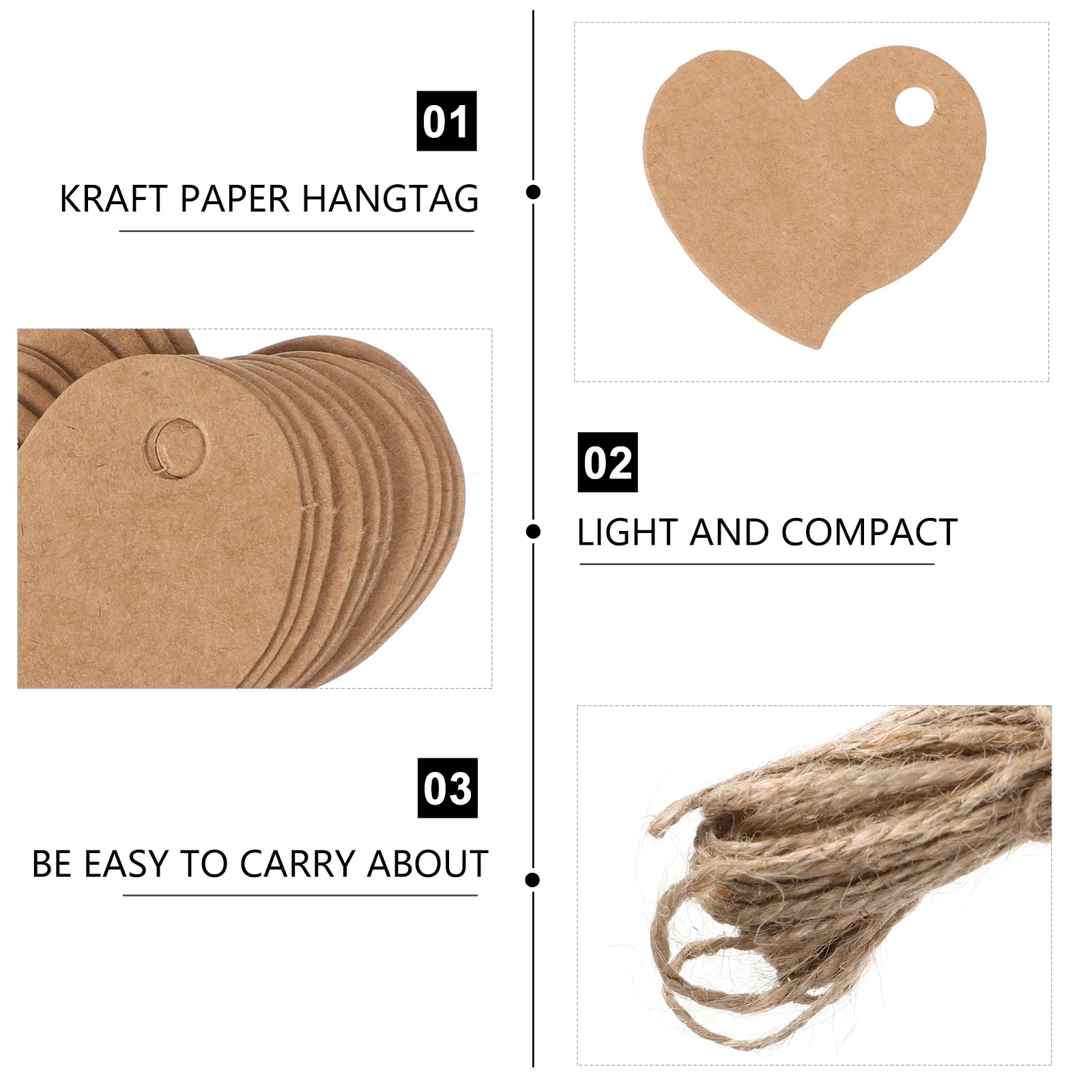 

3 Packs Kraft Paper Label Card Blank Heart Gift Tag Tags for DIY The Heart-shaped