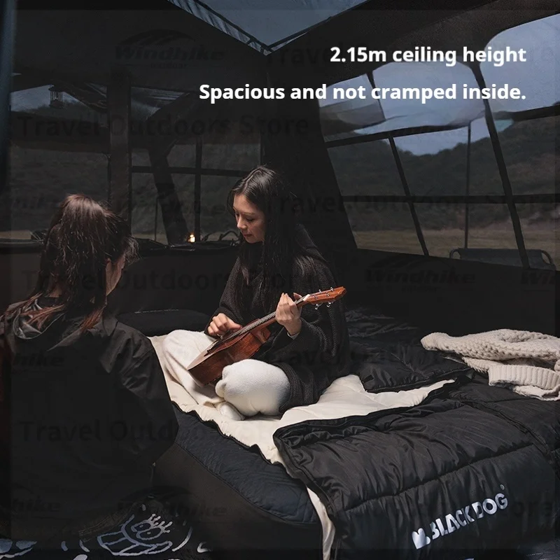 Naturehike BLACKDOG SpaceX خيمة المظلة لمدة 5-8 أشخاص قماش القنب طلاء أسود واقية من الشمس التلقائي خيمة قماش القنب الخيام للحديقة في الهواء الطلق #5
