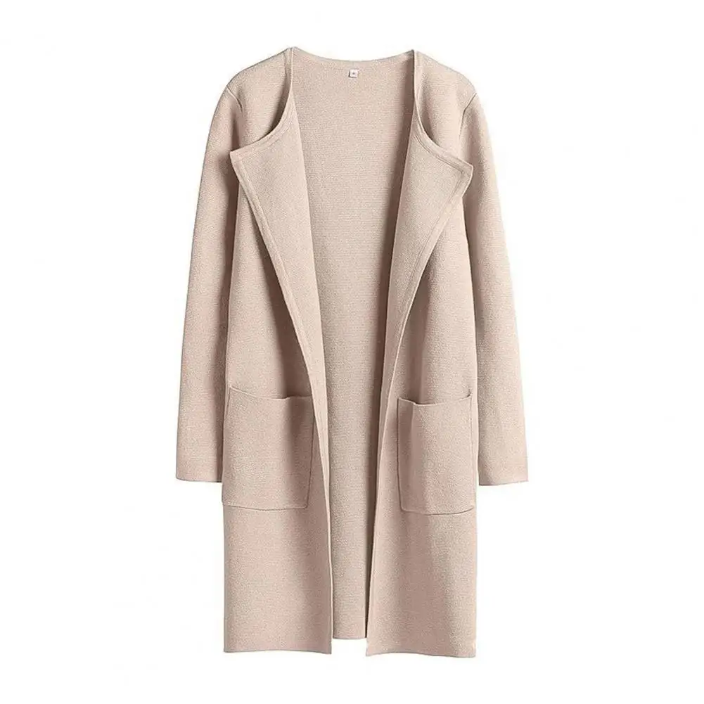 Autumn Winter Coat Elegant Lapel Collar Women's Mid-length Coat Loose Fit Warm Stylish Jacket for Autumn/winter Outwear Women