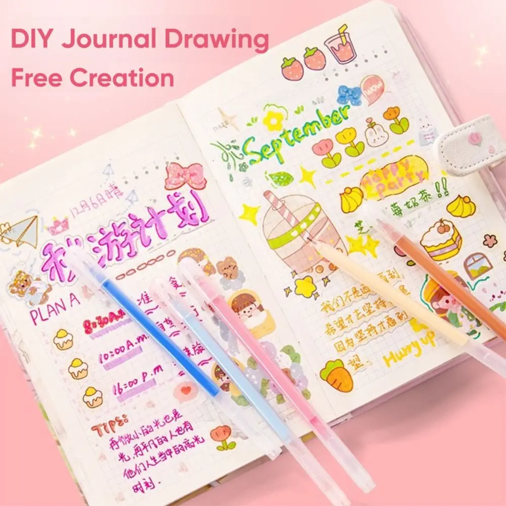 9Colors/Set Quick Drying Hand Accounting Pen Set 9 Colors Writing Tools Mark Pens Large-capacity Color Gel Pen School Office