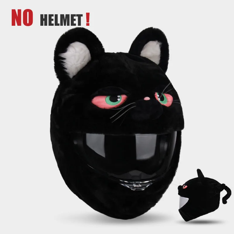 Juste de casque de moto en peluche avec dessin animé, accessoires de personnalité, chaud, mignon, tête de over, à la mode