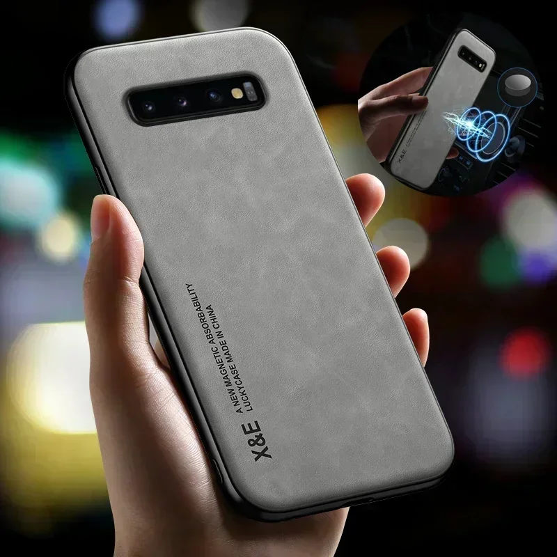 

For Samsung Galaxy S8 S9 S10 Plus Case Luxury Leather Magnetic Car Holder Phone Case For Samsung S10E Note 8 9 10 Back Cover