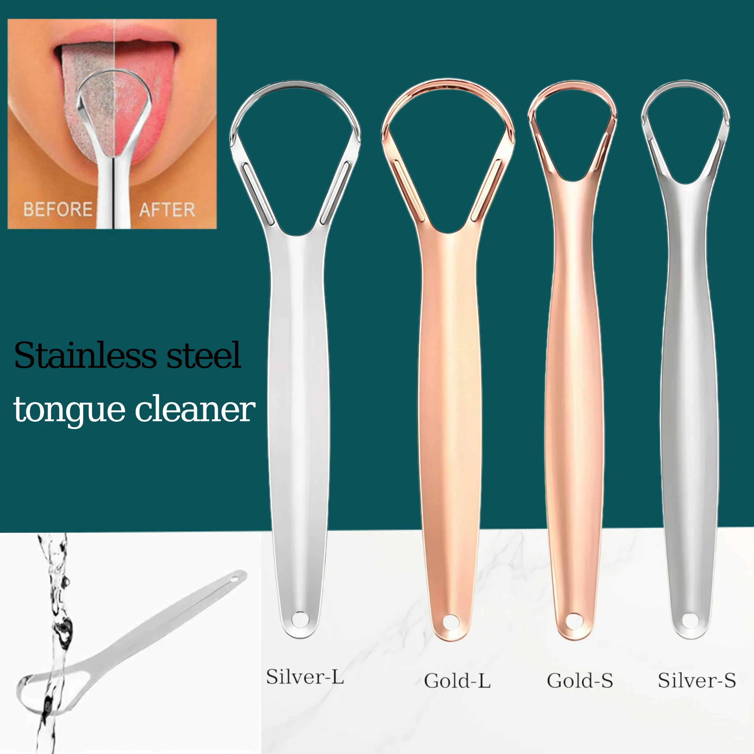 

Tongue scraper Stainless Steel Tongue Scraper Cleaner Fresh Breath Cleaning Coated Tongue Oral Hygiene Care Tools Reusable