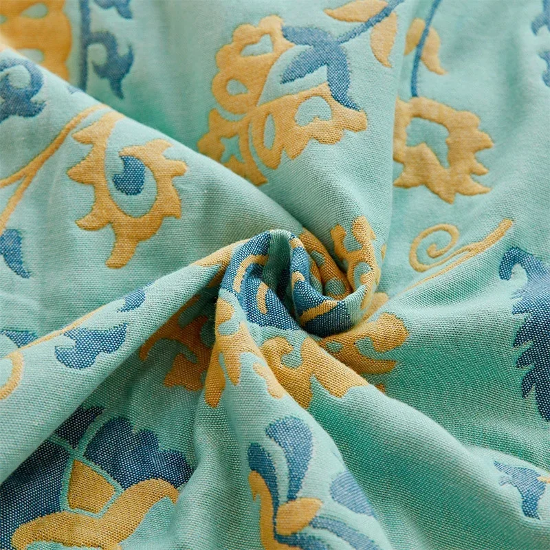 Floral Muslin Cotton Throw Blanket 230*250cm Summer Quilt Blankets for Bed Breathable Bedspread Queen Size Home Sofa Bed Cover 5