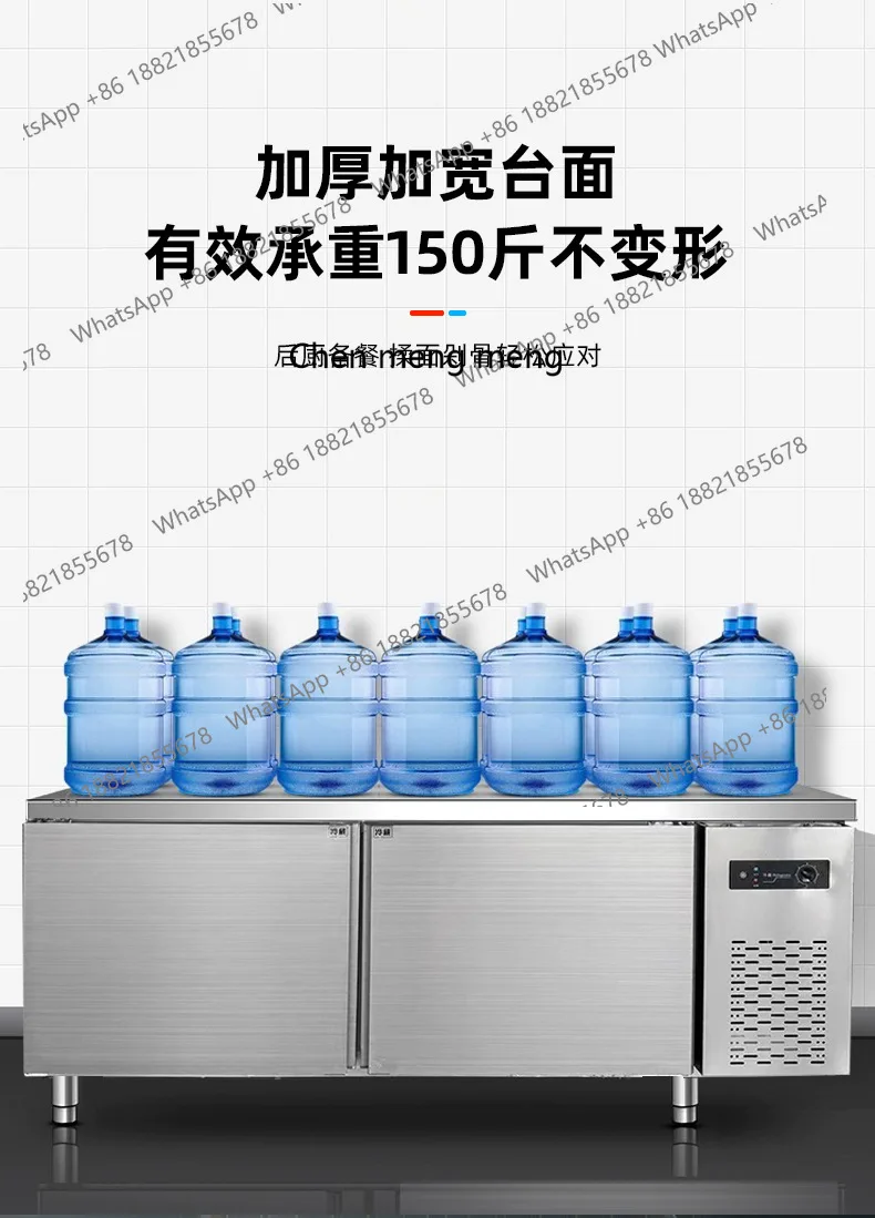Congelador refrigerado, freezer plano, cozinha, bancada horizontal de aço inoxidável, armário de manutenção fresca, uso comercial