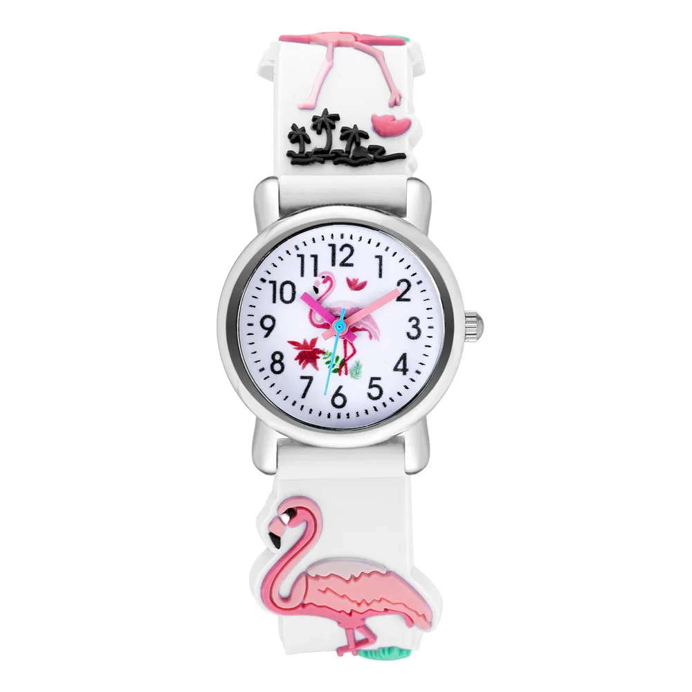 New Fashion Colorful Cartoon Flamingo Pattern Student and Children's Watch Quartz WristWatch