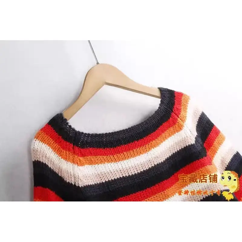 Striped Knitted Sweater Long Sve Casual Loose Fit Women's Inner Wear Autumn Winter New Sle Large Size Multi Color Simple