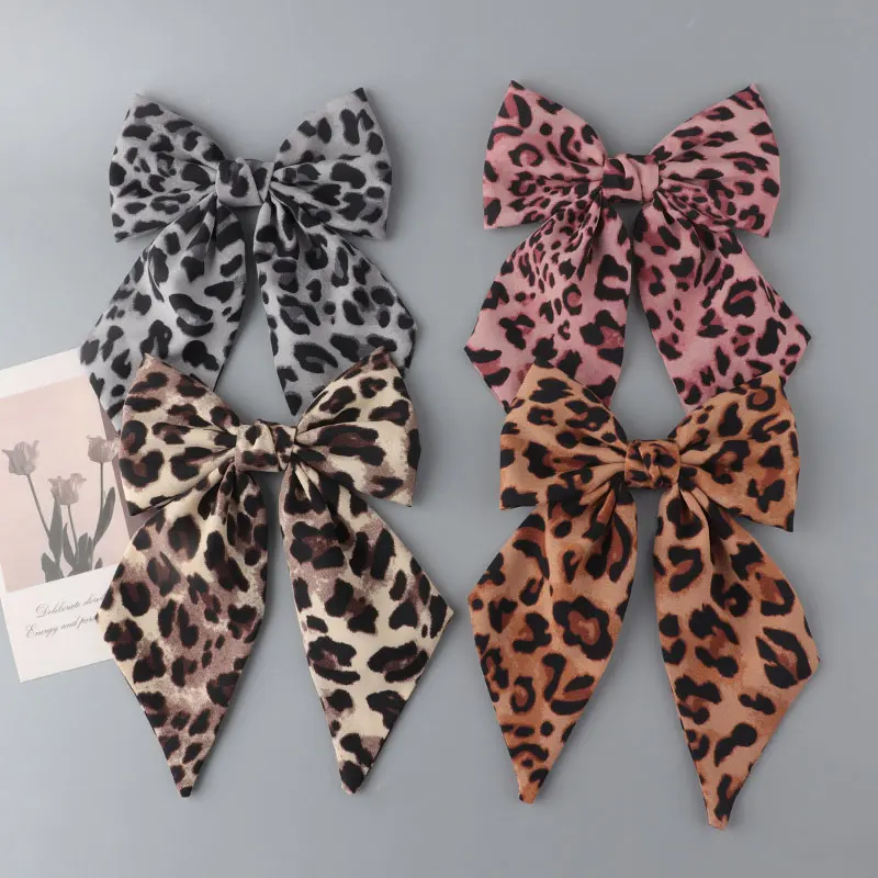 

New Leopard print bow hair clips, fabric fashion hair accessory, Japanese and Korean headwear Hairpins Barrettes