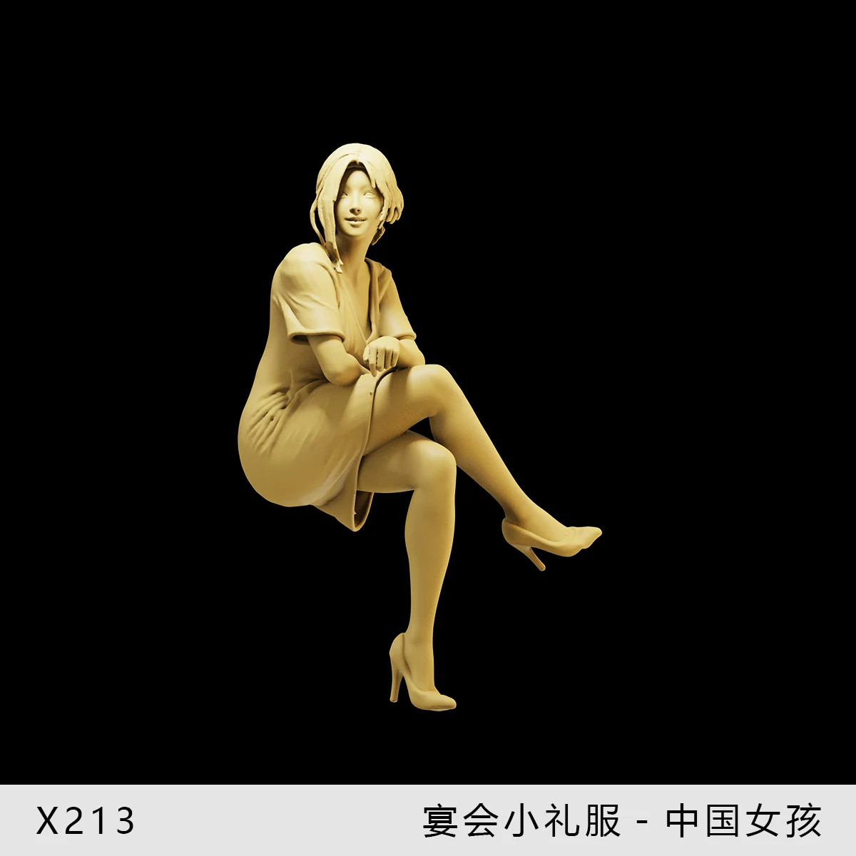 

3D Print 1/64 1/43 1/35 Party Dress Girl Miniatures Model Figurine Mini Doll Creative Scene Prop Display Decoration