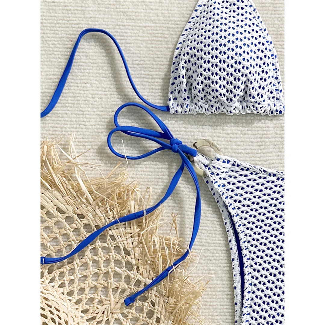 Gefalteter Neckholder-Bikini, zweiteiliges Bikini-Set, Damen-Badeanzug, Badebekleidung für Frauen, mit Trägern, hoch geschnitten, Badeanzug, Badebekleidung, V7043 – Detail 17
