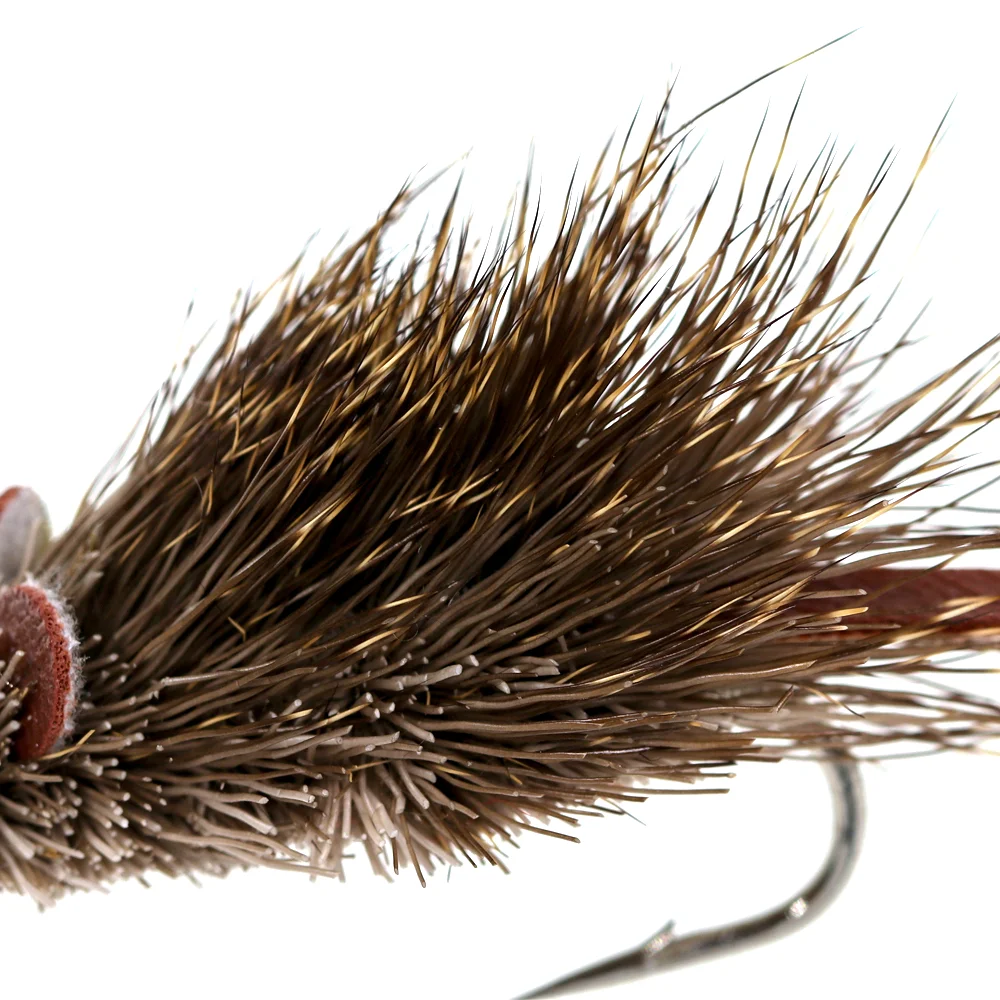 1 Stück/2 Stück 2/0 Hirschhaar-Mausfliege Künstliche Ratten-Topwater-Angelköder Poppers Fliegenfischen Bass Bug Largemouth Pike Angelköder – Detail 4