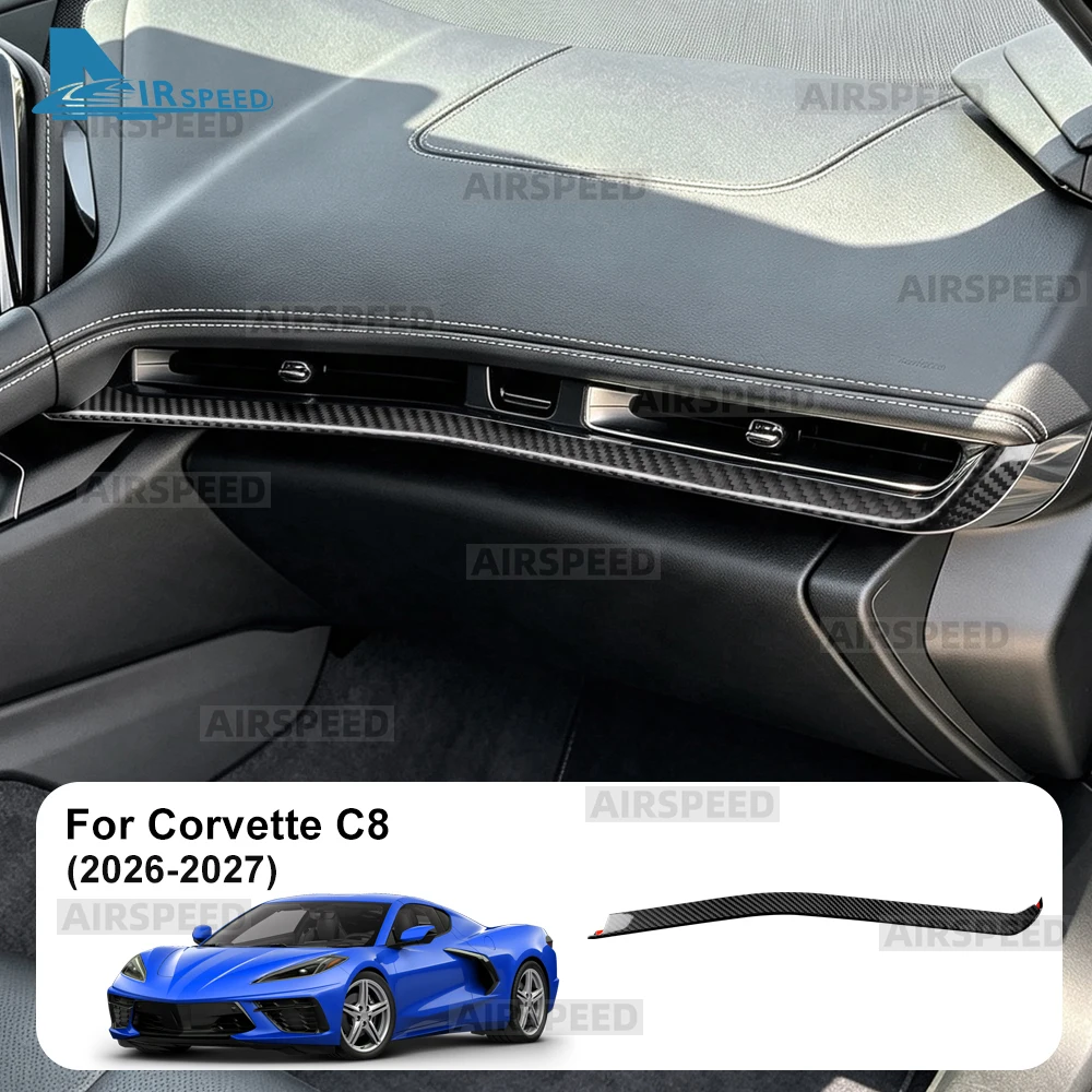 Echter Trockener Hartkarbon-Aufkleber für Chevrolet Corvette C8 2026 2027 Beifahrerseite Armaturenbrett-Verkleidung LHD Auto-Zubehör