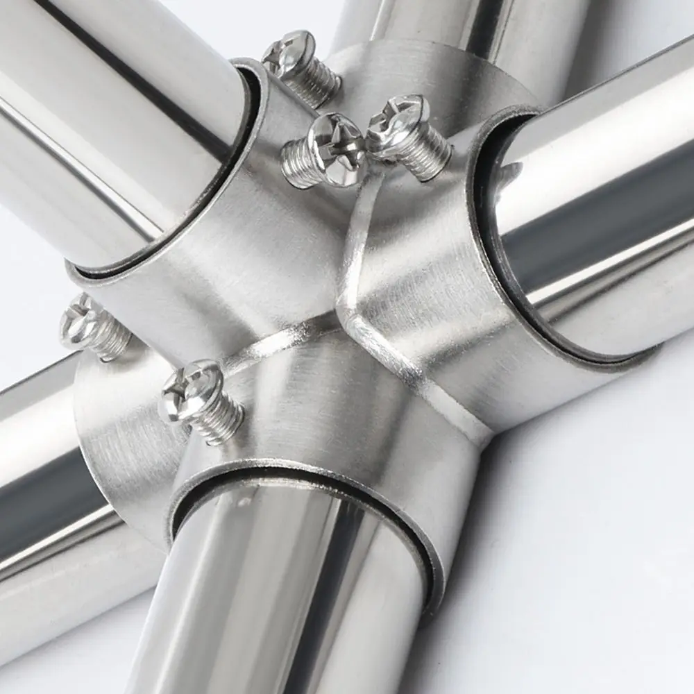 1Pcs Durable Tee Straight Elbow Pipe Connector Stainless Steel 2/3/4/5/6 Way Pipe Fittings 25mm Tube Joint Furniture Hardware
