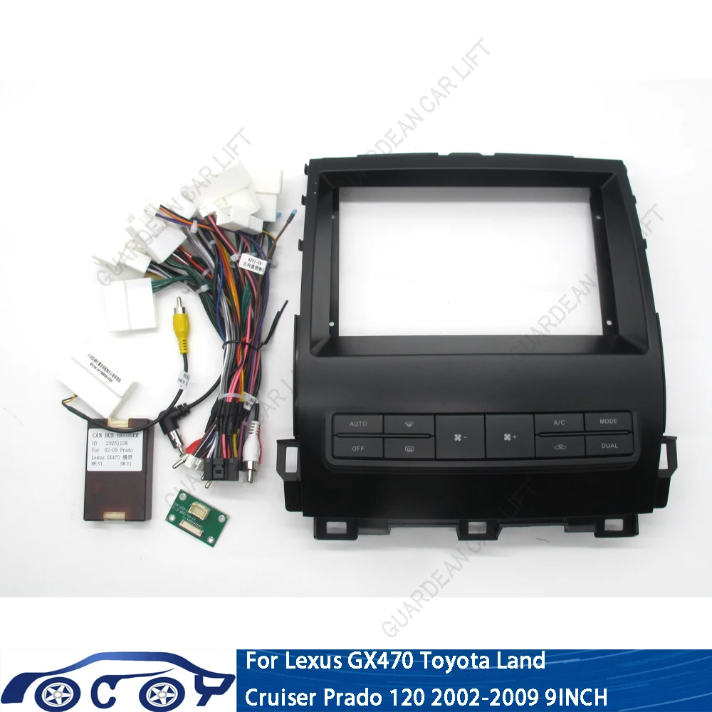 

9-дюймовая рамка для автомобильной магнитолы для Lexus GX470 Toyota Land Cruiser Prado 120 2002-2009, рамка для Android-стереоплеера, 2 DIN, панель головного устройства
