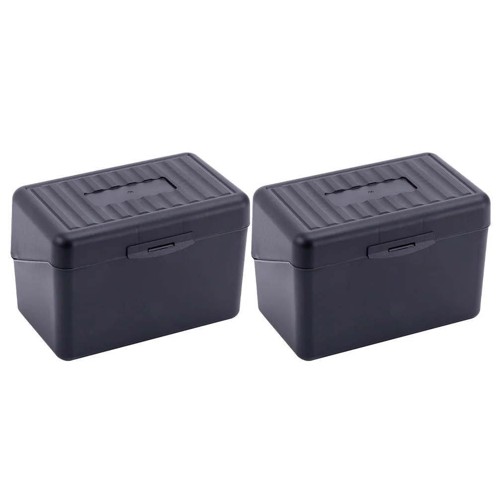 

2pcs Plastic Business Box Desktop Indexes Case Office Supplies Space-Saving Organizer Thickened Wear-Resistant Foldable