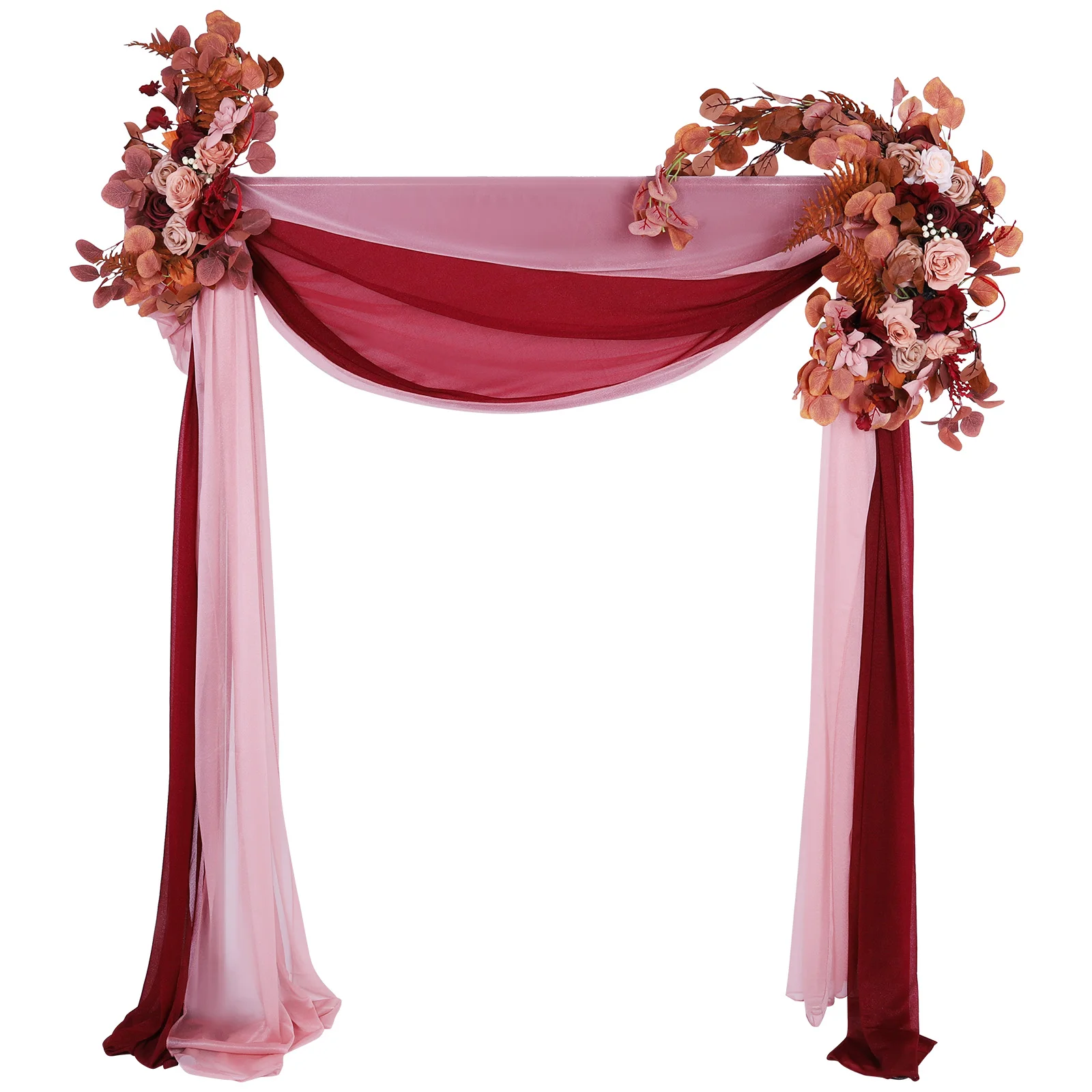 

Набор из 4 искусственных цветочных гирлянд для арки с прозрачными драпировками, комплект искусственных цветов для свадебной арки на прием или свадьбу