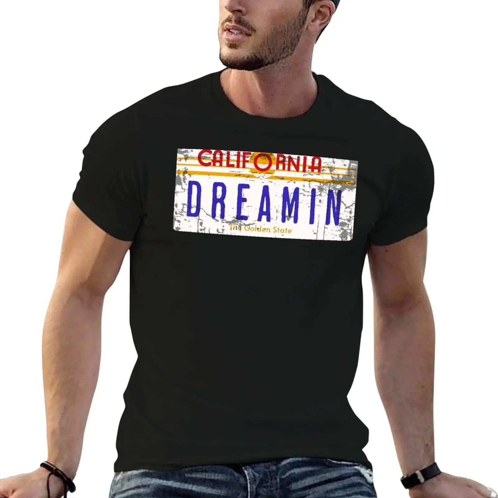 California Dreamin Vintage License Plate T-Shirt rapper graphic tees cheap stuff boys whites shirts graphic tees t shirt for men