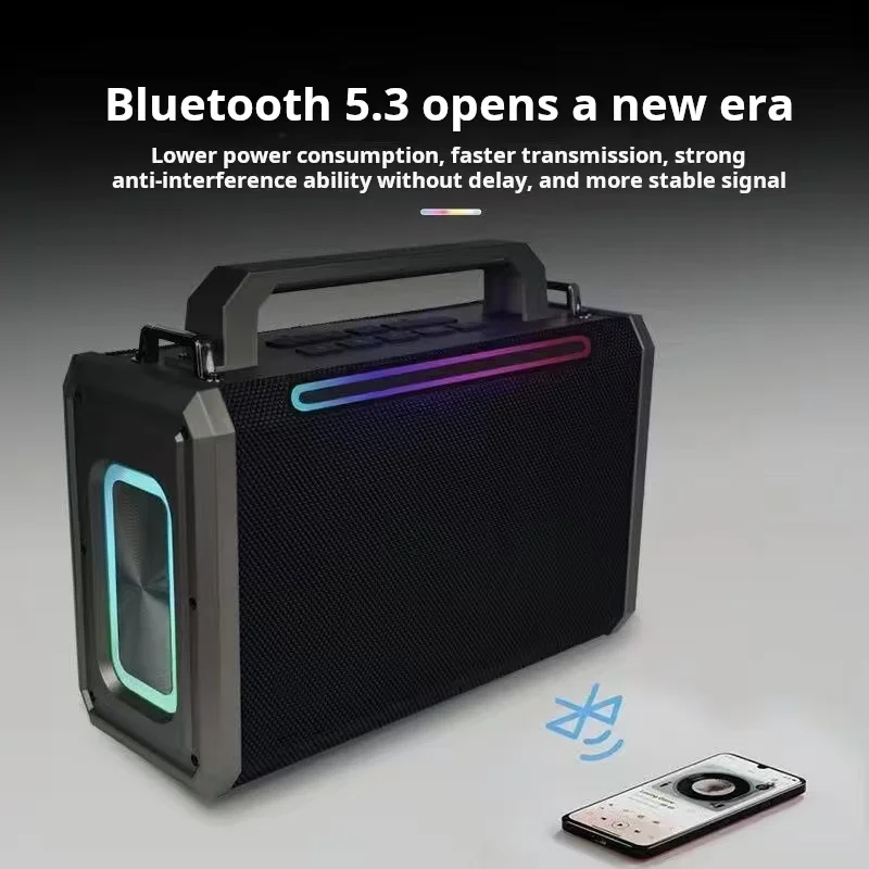 Караоке-динамик мощностью 100 Вт с двумя микрофонами, портативный беспроводной динамик с микрофоном PA-система RGB LED Караоке-машина для взрослых