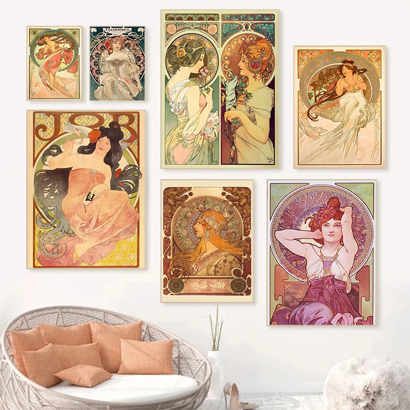 الرجعية الكلاسيكية امرأة فرنسية جميلة الانطباعية الحرية رمزية الملصقات صور فنية للجدران قماش لوحات غرفة المنزل ديسمبر