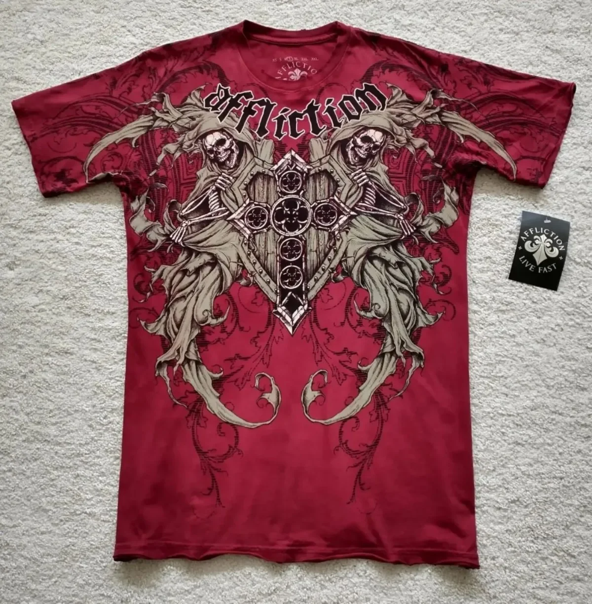 European and American Men's Summer Gothic Letter Skull Print Comfortable and Breathable Round Neck T-Shirt Outdoor Street Top