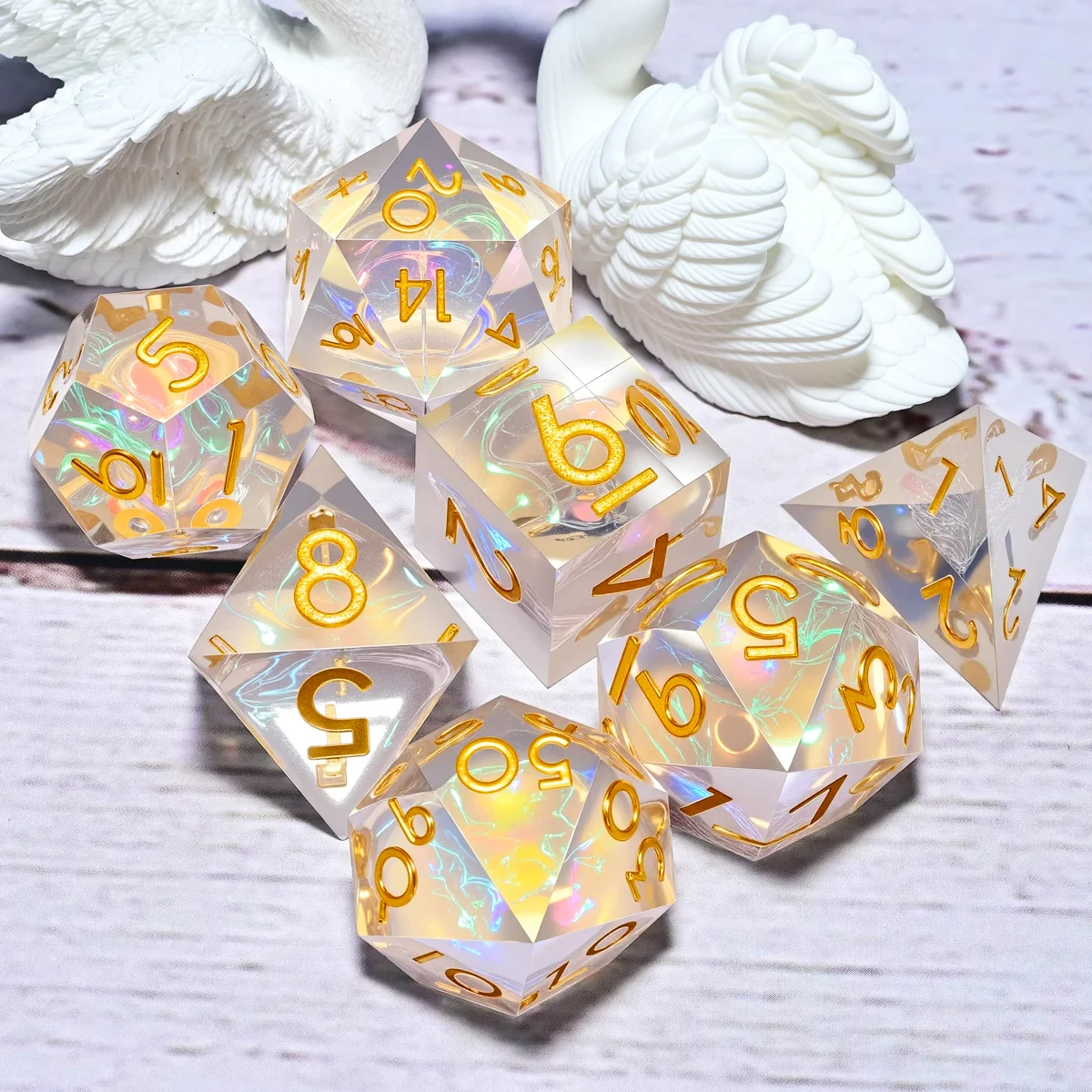 

7-piece set of resin dice, polyhedral dice, role-playing game dice, suitable for Dungeons and Dragons RPG MTG dice gifts