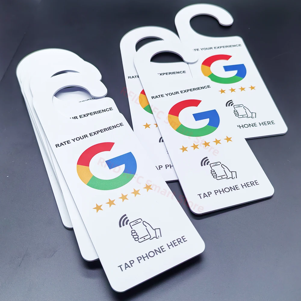 NFC Reivew Us On Google Door Hanger Tags Rate Your Experience Door Sign Hotel Club Cafe Hotel Pendant intended for Google Reivew