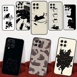 Black Cats Ink Cute Pet Witch Art Case For Samsung Galaxy M12 M13 M14 M34 M54 M22 M32 M52 M11 M21 M31S M23 M33 M53 M20 Cover
