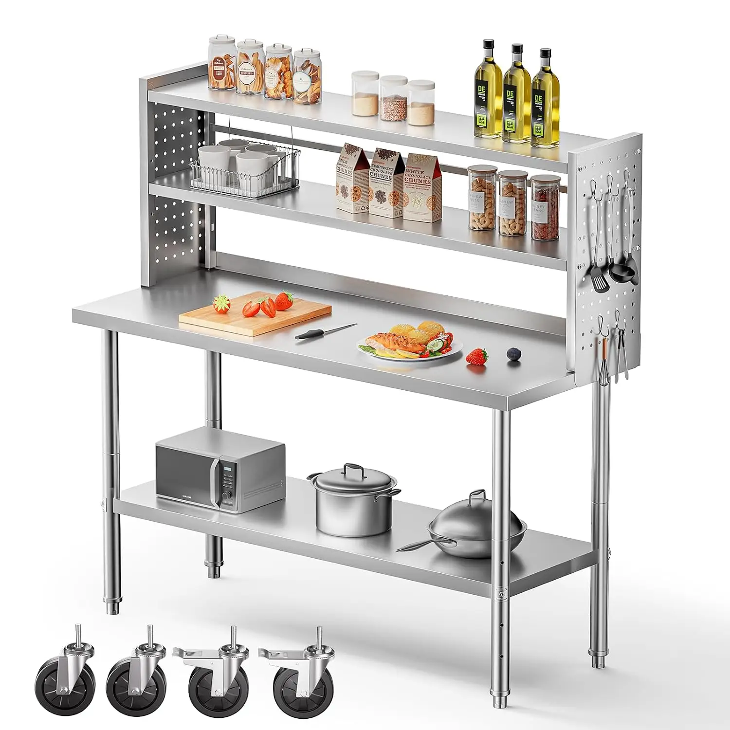 60x24 NSF Stainless Steel Prep Table with Shelf & Casters Work Bench, Customized