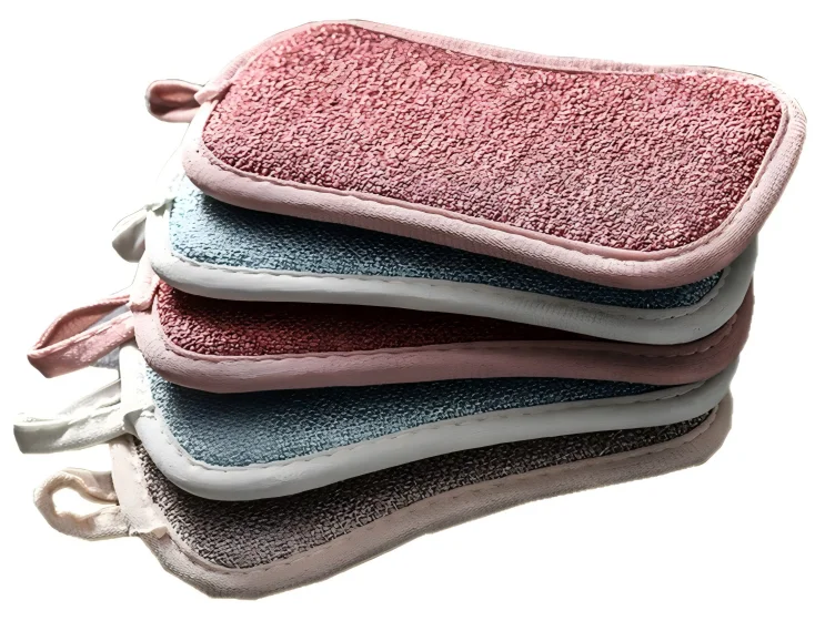 1/3/5 Pcs Sponge Wiping Cloth Double-sided Brush Multifunctional Dishwashing Brush Pot Magic Wiping  Dishwashing Brush