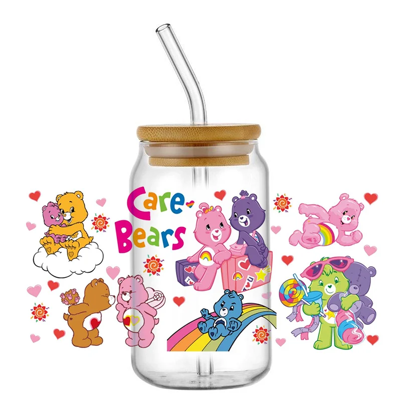 Miniso Cartoon Bear Decal 3D Washable Transfer Sticker DIY 16oz UV DIF Cup Wrap for Libbey Glasses DIY Logo Selfadhesive