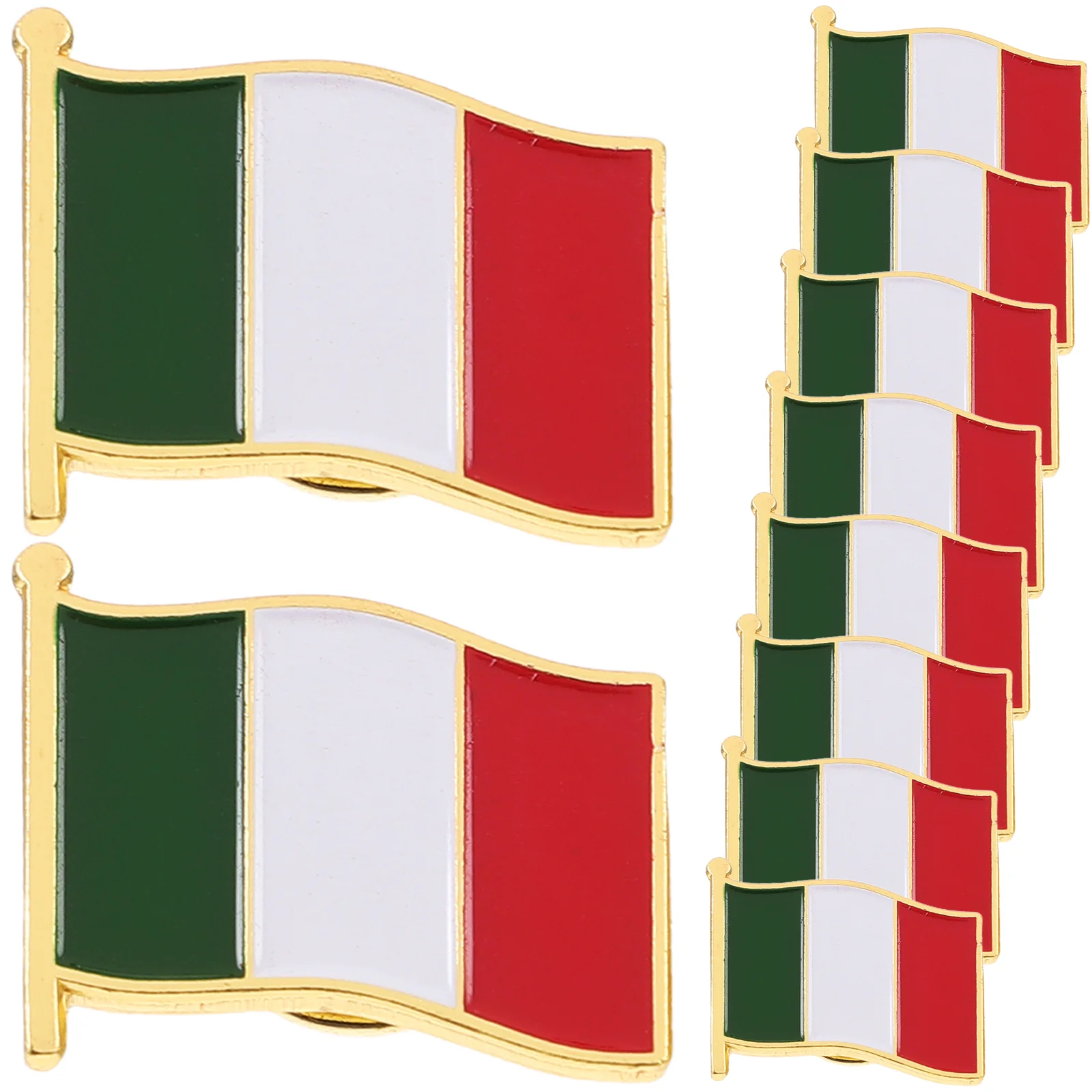 10 Pcs Clothing Brooch Stoving Varnish Flag Personalized Boutonniere Pins Iron National Italian